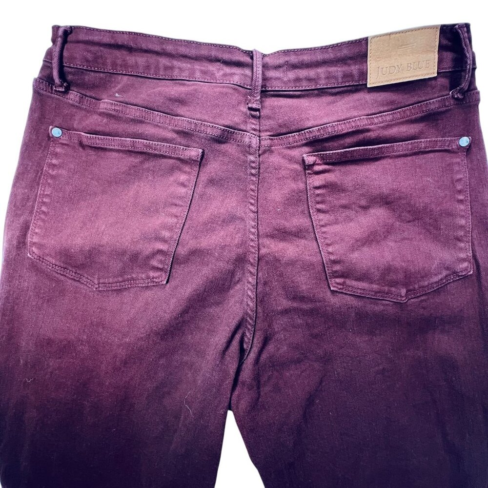 Judy Blue Burgundy Capri Pants 18W Oxblood High Waist Garment Dyed Stretch - Picture 6 of 13